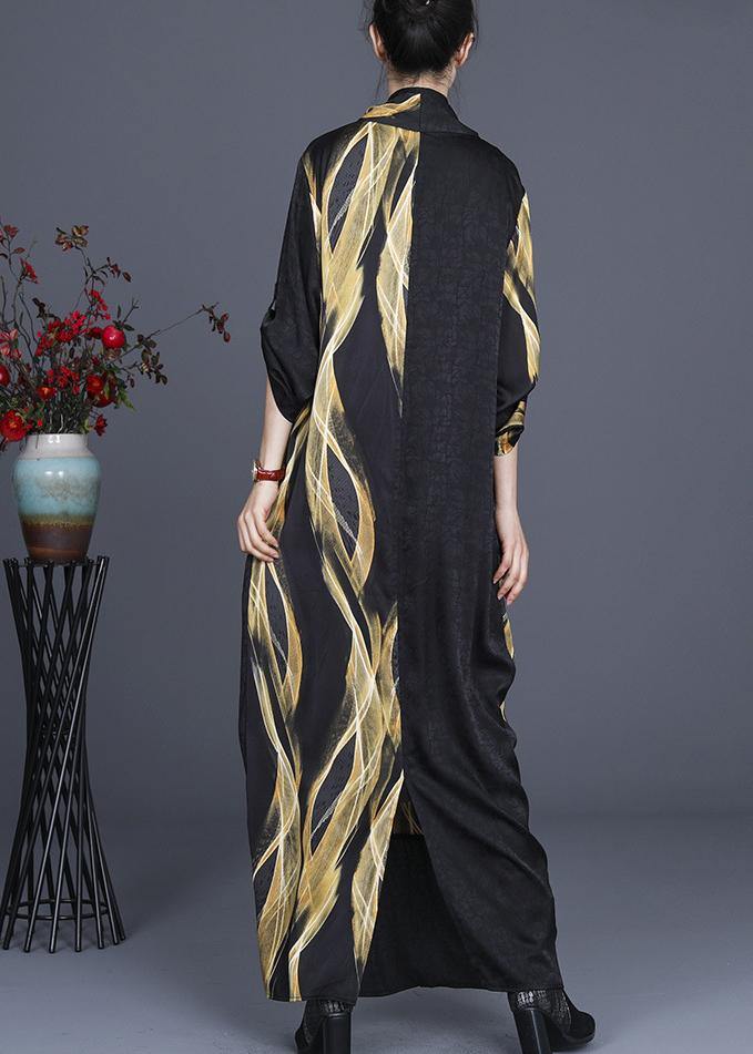 Luxy Black Cross Neck Draping Dress Gown Asymmetric Long Dress - bagstylebliss