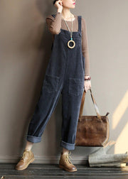 Loose and  gray corduroy pants overalls college style forest jumpsuit - bagstylebliss