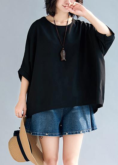 Loose black chiffon tops Fashion Life o neck Batwing Sleeve loose Summer tops - bagstylebliss