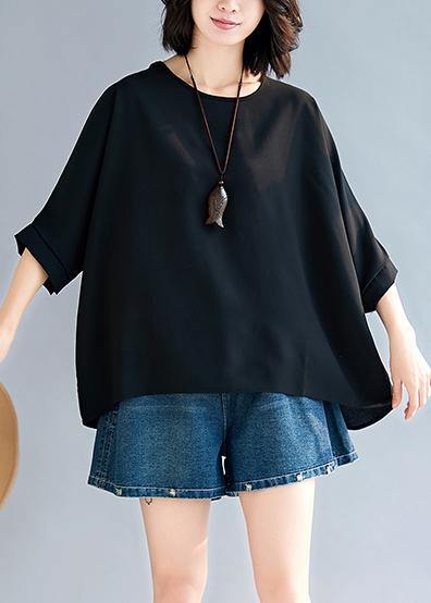 Loose black chiffon tops Fashion Life o neck Batwing Sleeve loose Summer tops - bagstylebliss