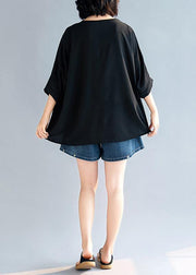 Loose black chiffon tops Fashion Life o neck Batwing Sleeve loose Summer tops - bagstylebliss