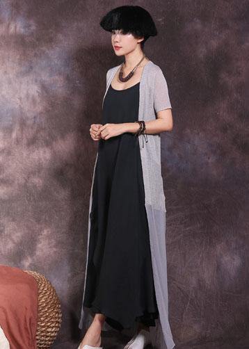 Loose black linen Wardrobes big hem Plus Size summer Dresses - bagstylebliss