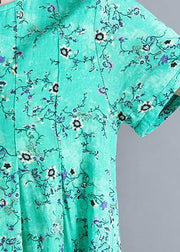 Loose blue floral dresses o neck Cinched loose summer Dresses - bagstylebliss