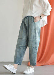 Loose casual old worn white irregular stitching wild wide leg jeans autumn new - bagstylebliss