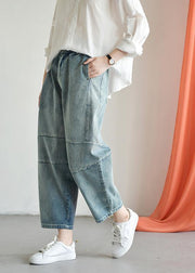 Loose casual old worn white irregular stitching wild wide leg jeans autumn new - bagstylebliss