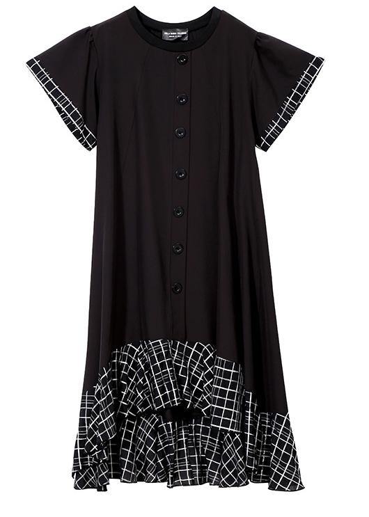 Loose cotton quilting clothes plus size Plaid Splided Loose Flare Sleeve Dress - bagstylebliss