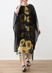 Loose floral cotton dresses false two pieces long summer Dresses - bagstylebliss
