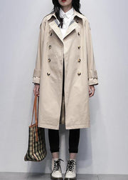 Loose khaki Plus Size trench coat Work Notched tie waist women coats - bagstylebliss