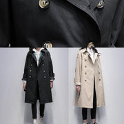 Loose khaki Plus Size trench coat Work Notched tie waist women coats - bagstylebliss