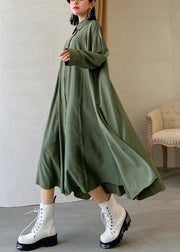 Loose lapel exra large hem clothes Runway army green Robe Dress - bagstylebliss