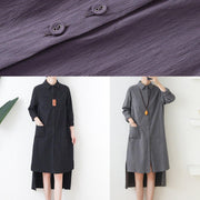 Loose lapel low high design quilting dresses design gray Dresses - bagstylebliss
