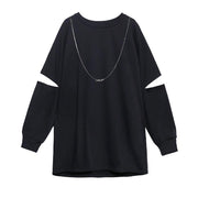 Loose o neck Hole fall clothes For Women Inspiration black shirts - bagstylebliss