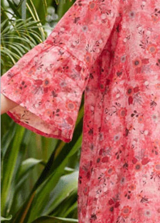 Loose red print linen clothes For Women o neck half sleeve patchwork loose summer Dresses - bagstylebliss