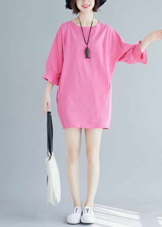 Loose rose Cotton Long Shirts flare sleeve Midi summer Dresses - bagstylebliss