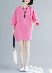 Loose rose Cotton Long Shirts flare sleeve Midi summer Dresses - bagstylebliss