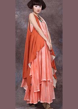Loose sleeveless linen clothes For Women Tunic Tops orange tie waist cardigan summer - bagstylebliss