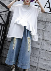 Loose white cotton shirts women half sleeve daily summer tops - bagstylebliss