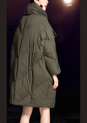 Luxury Green O-Neck zippered Loose Winter Duck Down Coats