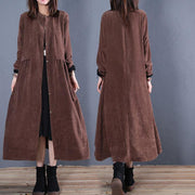 Luxury Loose fitting Coats fall coats chocolate o neck pockets outwear - bagstylebliss