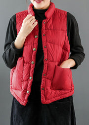 Luxury White Pockets Button asymmetrical design Winter Puffer Vest