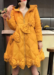 Luxury Yellow Bow Nail bead Casual Winter Duck Down Winter Coats