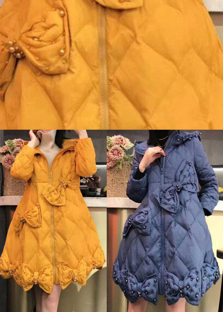 Luxury Yellow Bow Nail bead Casual Winter Duck Down Winter Coats