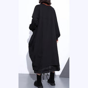 Luxury black Coat plus size O neck asymmetrical design Coats fine zippered long coats