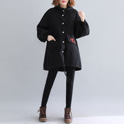 Luxury black Parkas for women casual hooded warm winter coat Elegant embroidery winter coats