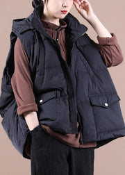 Luxury black down jacket woman oversize parka stand collar pockets Casual Vest - bagstylebliss