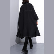 Luxury black maxi coat plus size o neck baggy boutique pockets coats