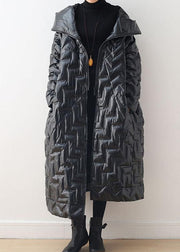 Luxury black warm warm winter coat plussize hoodeddown jacket GlossyNew coats - bagstylebliss