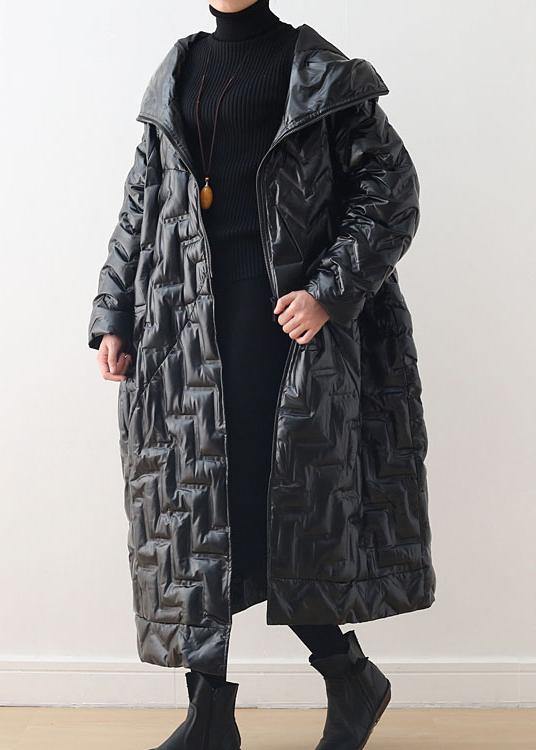 Luxury black warm warm winter coat plussize hoodeddown jacket GlossyNew coats - bagstylebliss