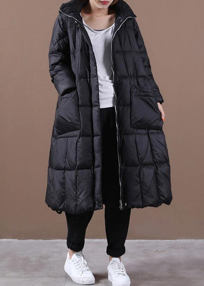 Luxury black warm winter coat plus size womens parka hooded zippered  coats - bagstylebliss