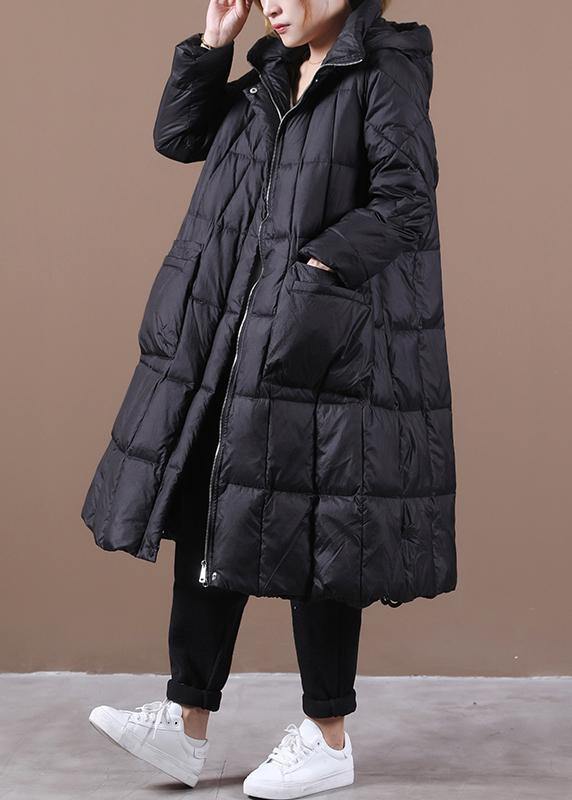 Luxury black warm winter coat plus size womens parka hooded zippered  coats - bagstylebliss