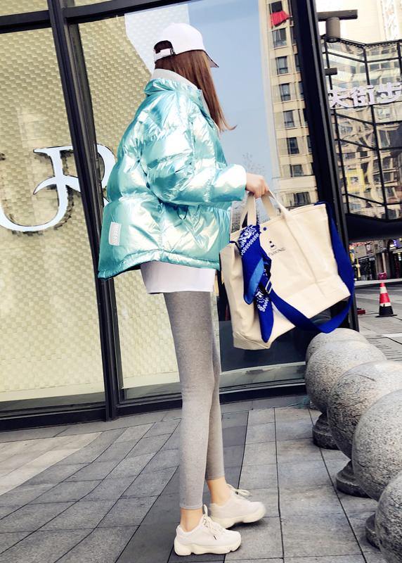 Luxury blue patchwork coat plus size down jacket hooded thick women winter outwear - bagstylebliss