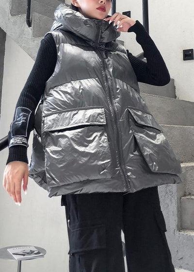 Luxury casual Jackets & Coats sleeveless winter coats silver thick winter women parka - bagstylebliss