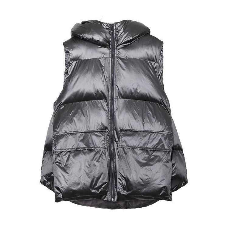 Luxury casual Jackets & Coats sleeveless winter coats silver thick winter women parka - bagstylebliss