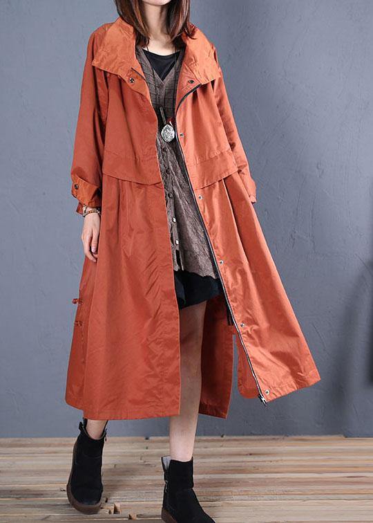 Luxury casual maxi coat fall coat red low high design outwear - bagstylebliss