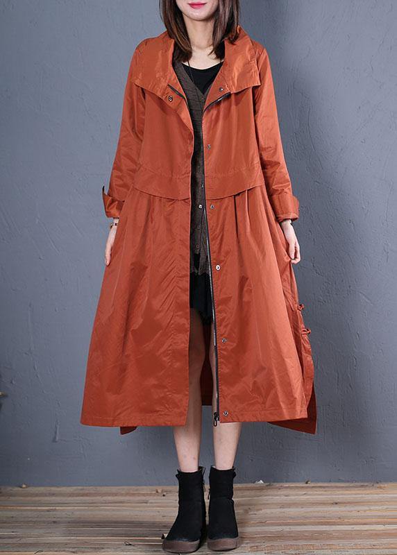 Luxury casual maxi coat fall coat red low high design outwear - bagstylebliss