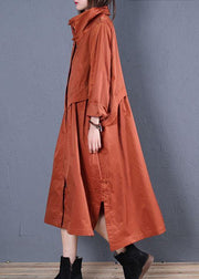 Luxury casual maxi coat fall coat red low high design outwear - bagstylebliss