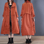 Luxury casual maxi coat fall coat red low high design outwear - bagstylebliss