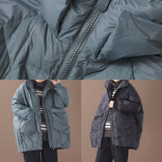 Luxury green duck down coat plus size clothing stand collar down jacket zippered Elegant overcoat - bagstylebliss