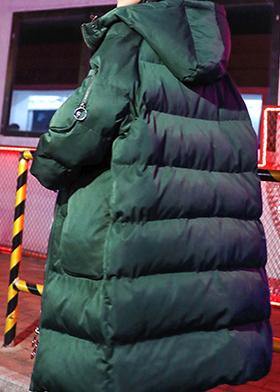 Luxury green winter parkas Loose fitting snow jackets winter hooded zippered coats - bagstylebliss