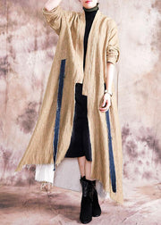 Luxury khaki asymmetric overcoat oversized long winter coat fall coat patchwork - bagstylebliss