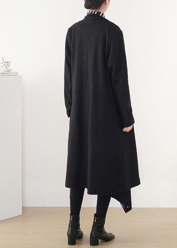 Luxury plus size clothing medium length jackets spring outwear black red patnchwork wool coat - bagstylebliss