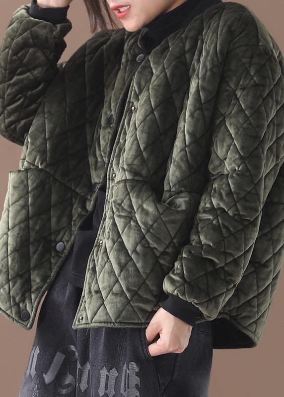 Luxury plus size clothing winter jacket two pockets winter outwear green thick womens coats - bagstylebliss