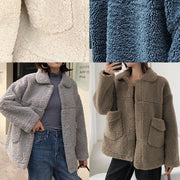 Luxury plus size coats winter woolen outwear blue lapel collar wool coat for woman - bagstylebliss