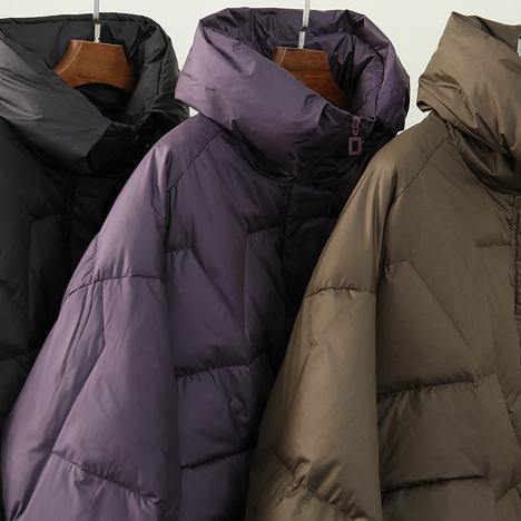 Luxury purple warm winter coat plus size snow stand collar zippered Fine outwear - bagstylebliss