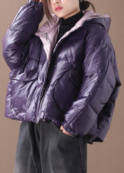 Luxury purple women parkas Coats winter hooded thick outwear - bagstylebliss