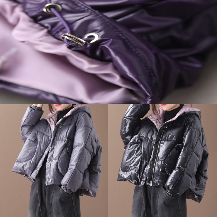 Luxury purple women parkas Coats winter hooded thick outwear - bagstylebliss